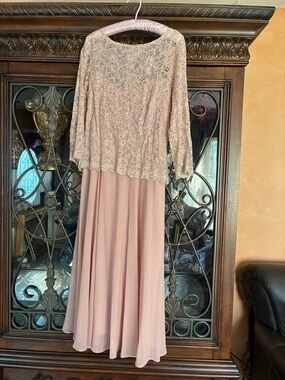 Beaded Lace Overlay Maxi Dress in Blush